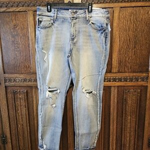 NWT Light Blue Distressed Boyfriend Jeans - Rancan Maurices 16x28
